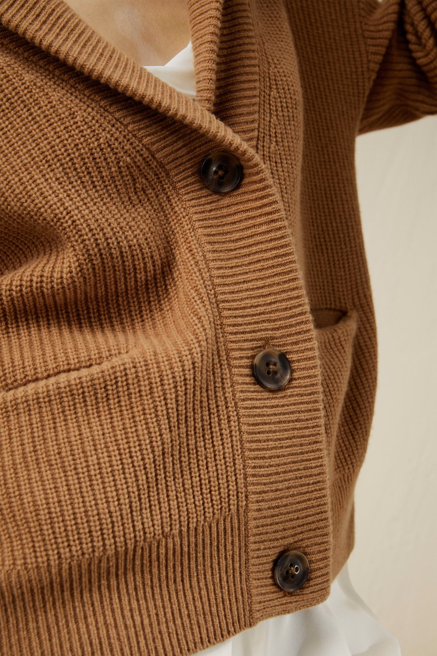 Cardigan con colletto a scialle in misto lana-cashmere