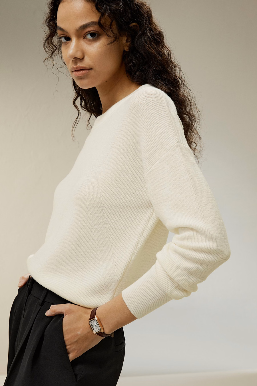 Maglione girocollo in ultrafine lana Merino