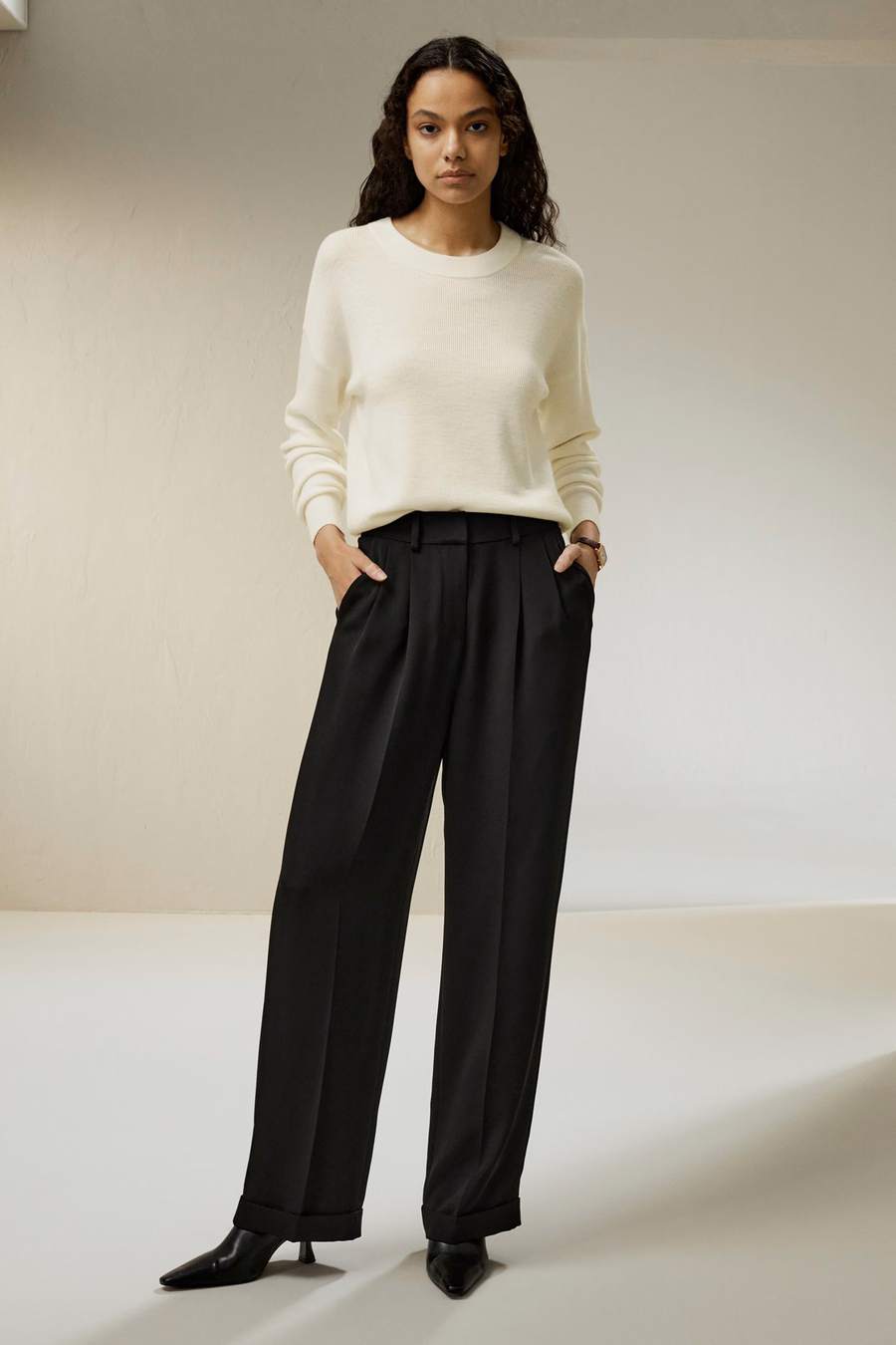 Maglione girocollo in ultrafine lana Merino