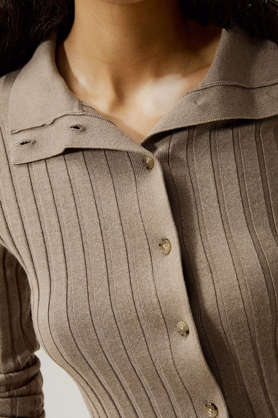 Cardigan in Mistura di Seta e Cashmere a Coste