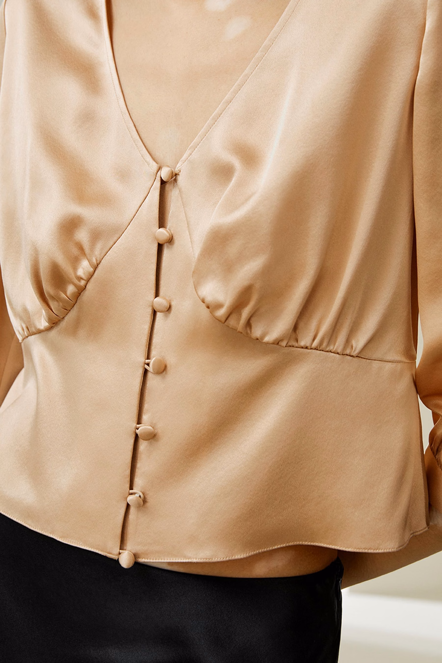 Top in seta corsetto retro aderente