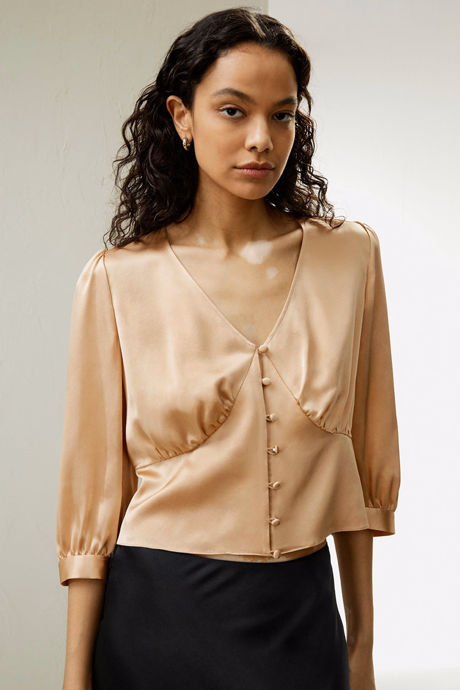 Top in seta corsetto retro aderente