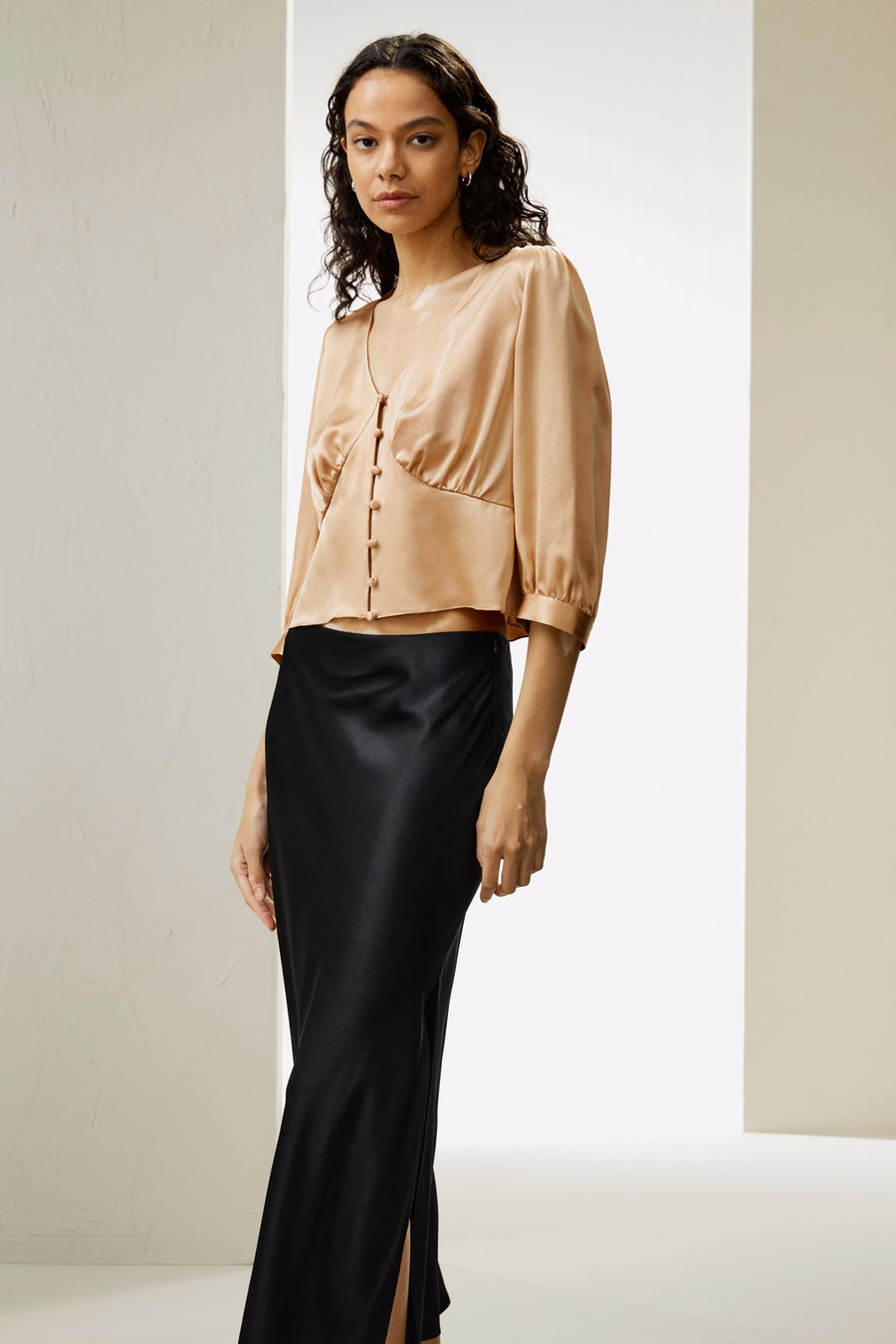 Top in seta corsetto retro aderente