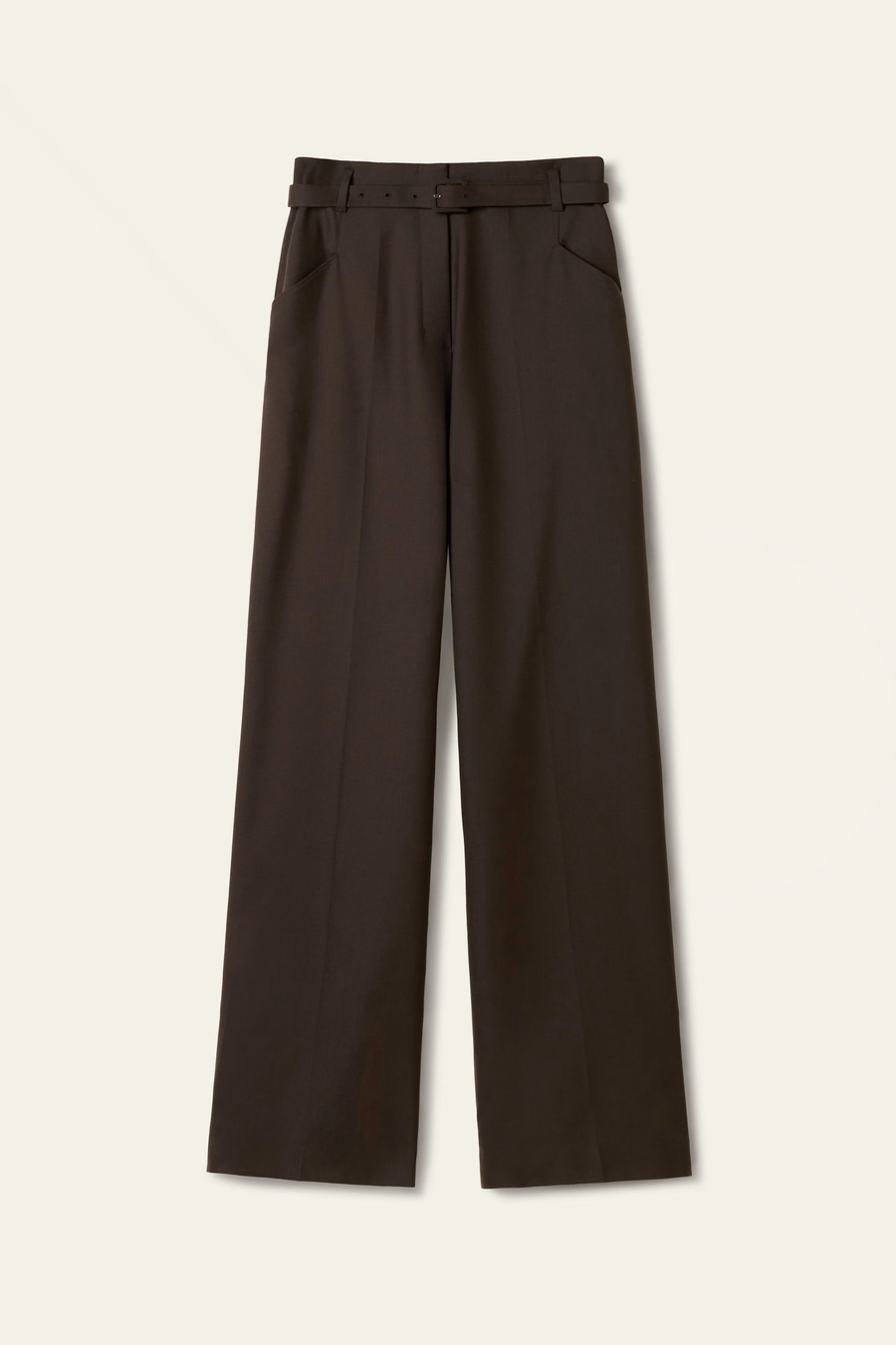 Pantaloni a gamba larga in seta e lana a vita alta