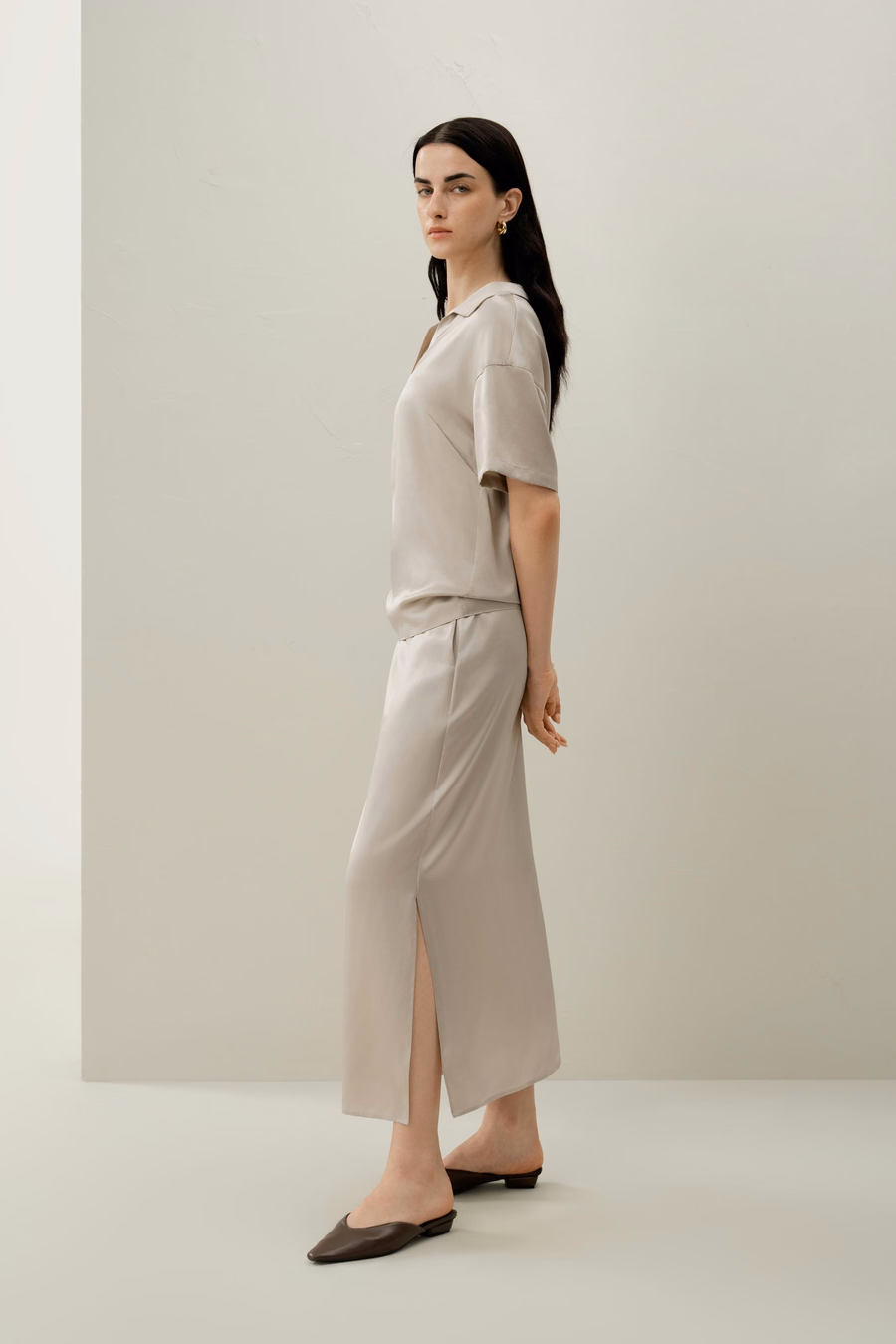 Gonna Pull-On in Seta Charmeuse Lavabile