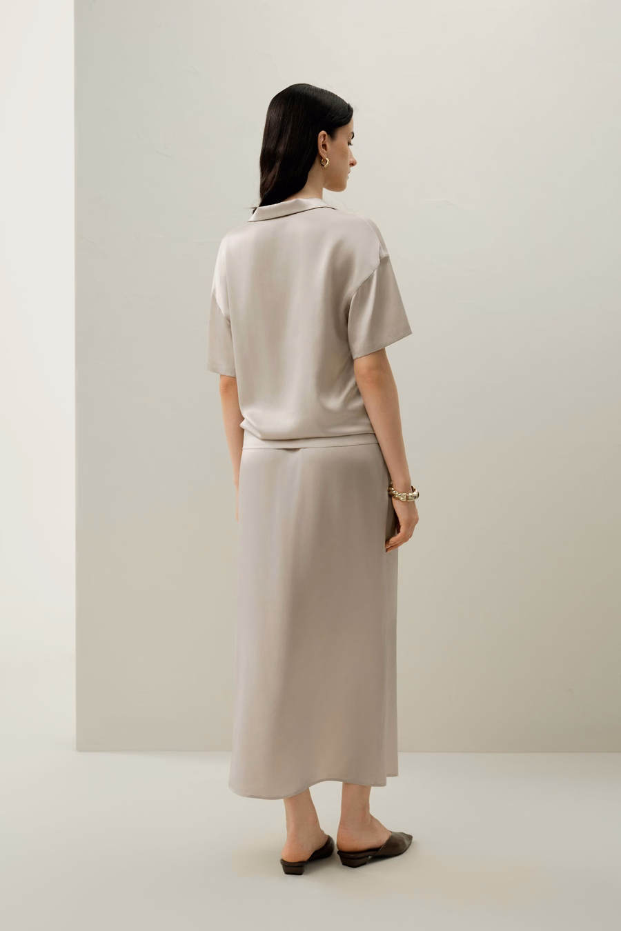 Gonna Pull-On in Seta Charmeuse Lavabile