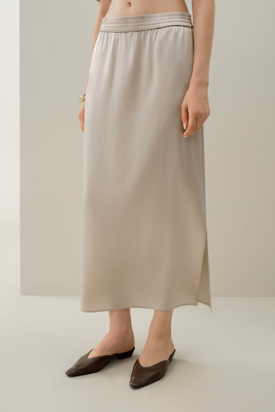 Gonna Pull-On in Seta Charmeuse Lavabile