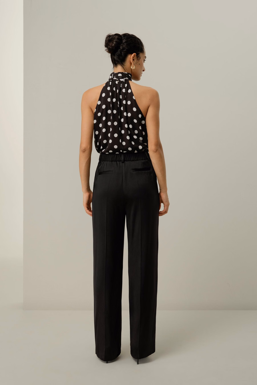 Pantaloni dritti in Charmeuse a doppio strato