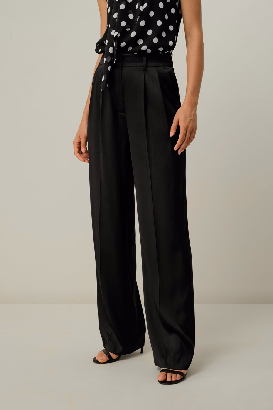 Pantaloni dritti in Charmeuse a doppio strato