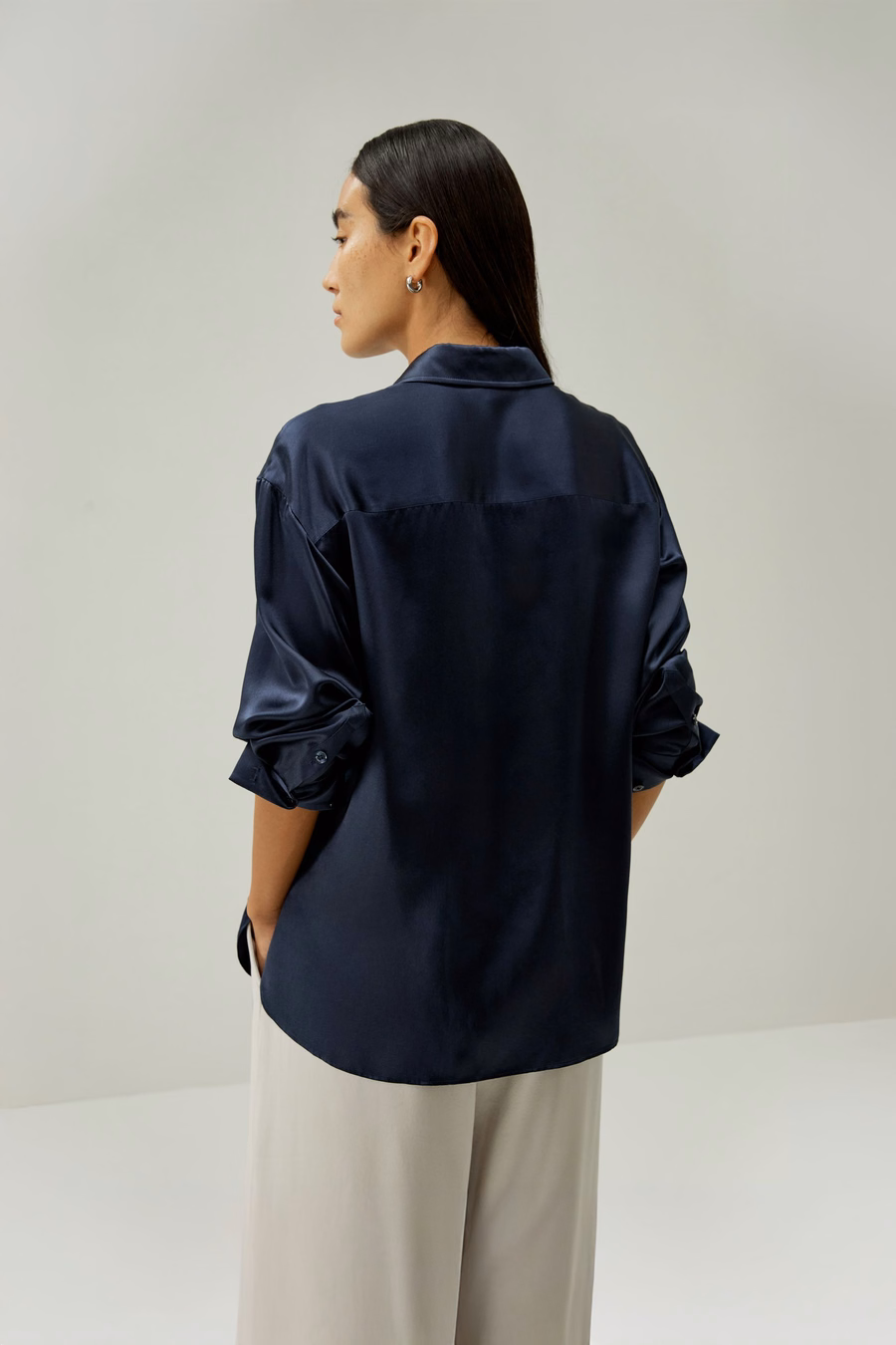 Camicia in seta con colletto alla francese casual