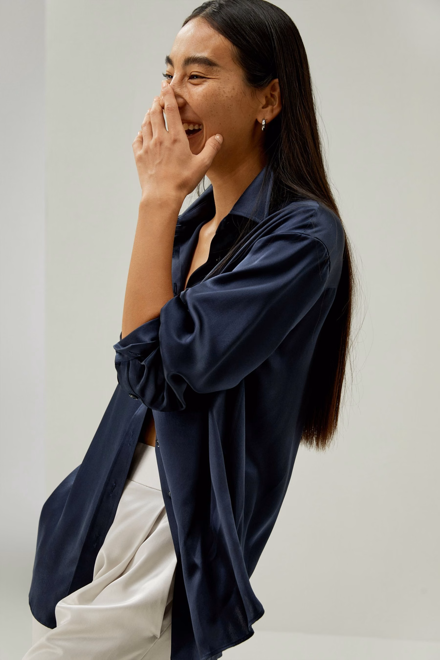 Camicia in seta con colletto alla francese casual