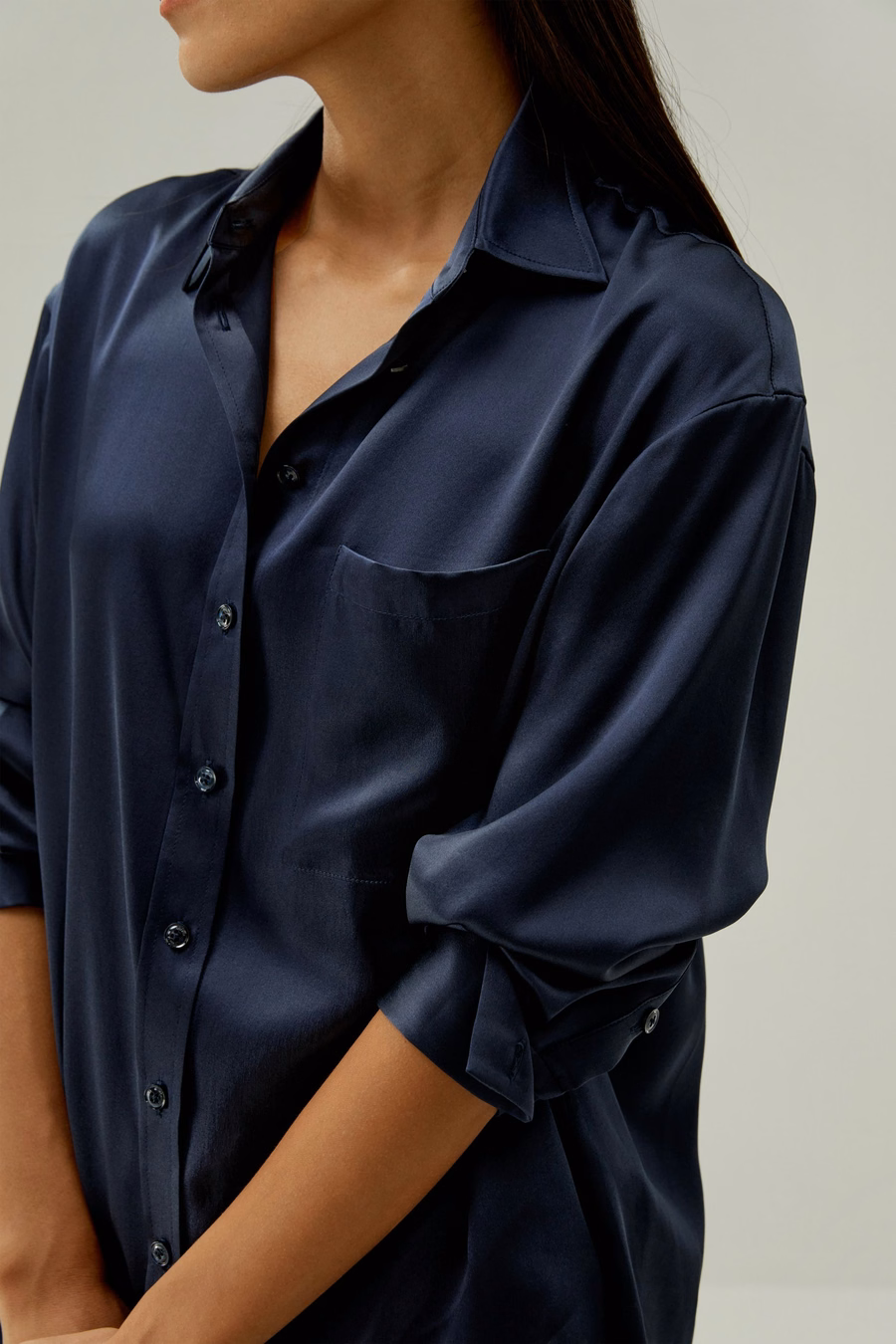 Camicia in seta con colletto alla francese casual