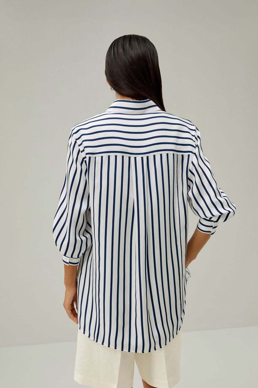 Camicia in seta Palma a righe oversize