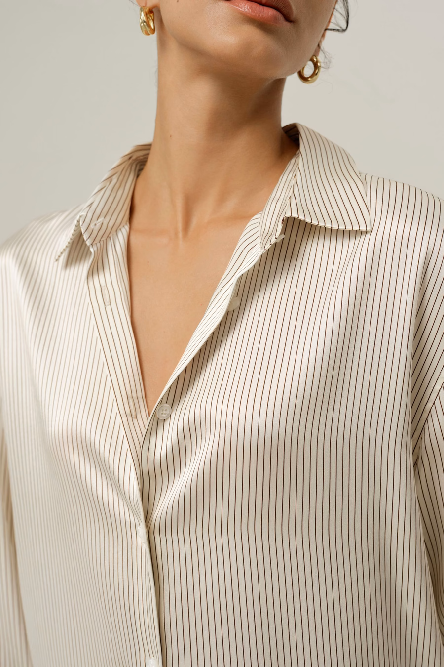 Camicia in seta charmeuse a righe