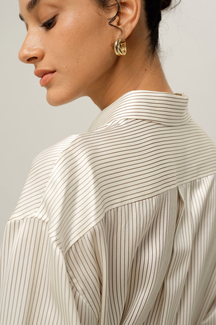 Camicia in seta charmeuse a righe