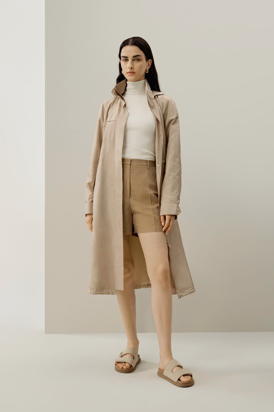 Cappotto urbano in seta taffetà idrorepellente