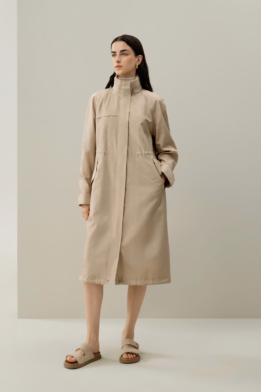 Cappotto urbano in seta taffetà idrorepellente