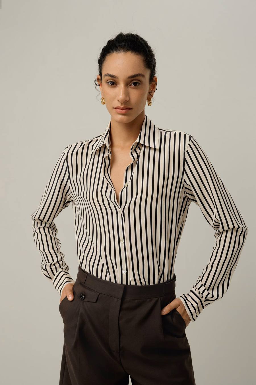 Camicia di seta a righe