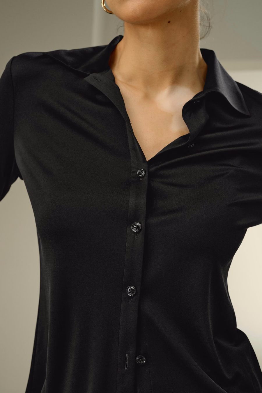 Camicia Basic Slim in Jersey di Seta