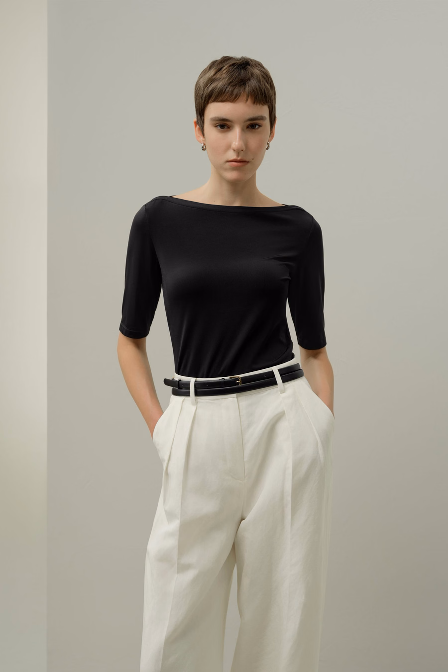 Top a Collo Barca Stretch Jersey di Seta Breeze