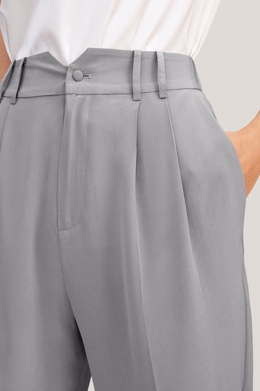 Pantaloni in Seta Tapered Con Inserto
