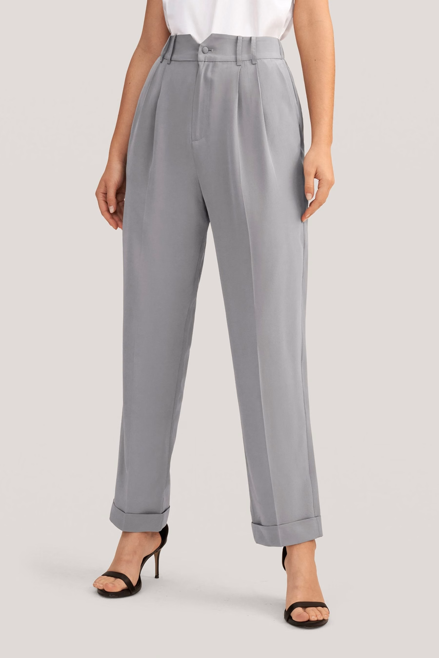 Pantaloni in Seta Tapered Con Inserto