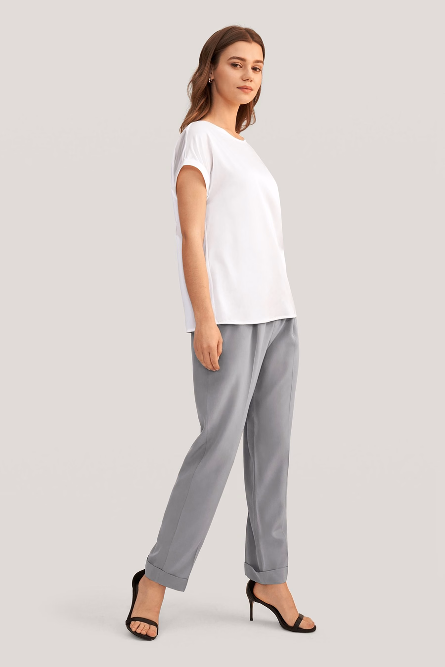 Pantaloni in Seta Tapered Con Inserto