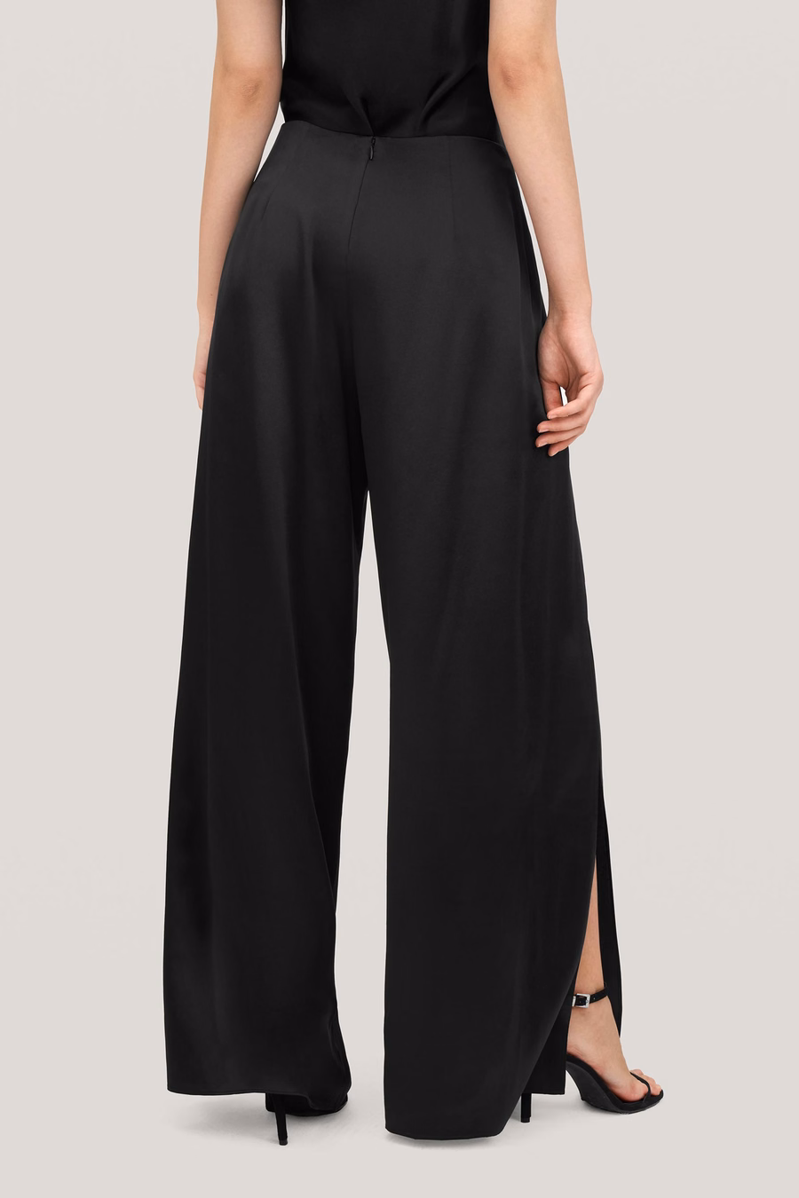 pantaloni in seta ginkgo a vita alta