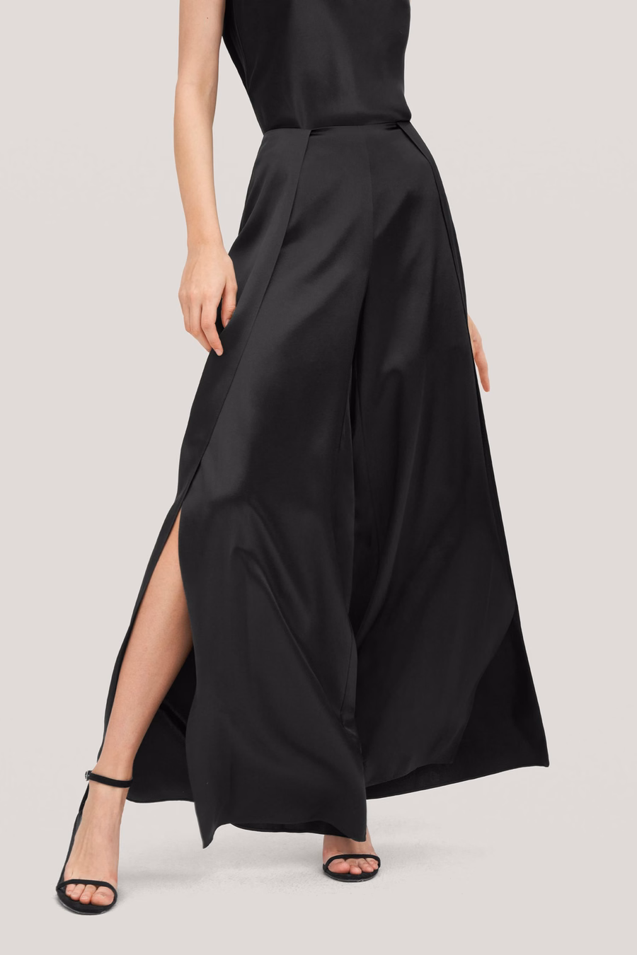pantaloni in seta ginkgo a vita alta