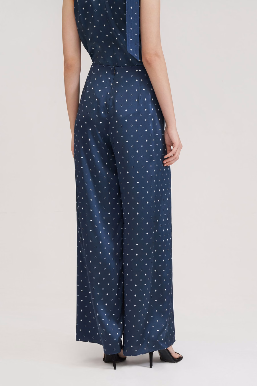 Pantaloni in seta ginkgo a gamba larga