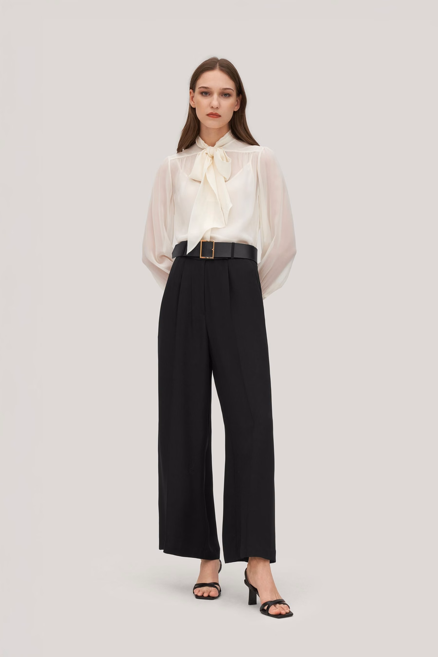 Pantaloni Iris in seta crêpe pesante