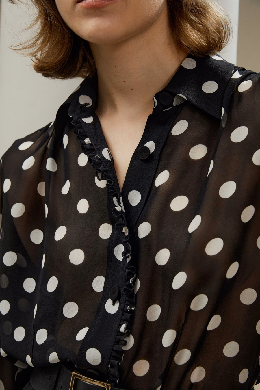 Blusa in georgette a pois