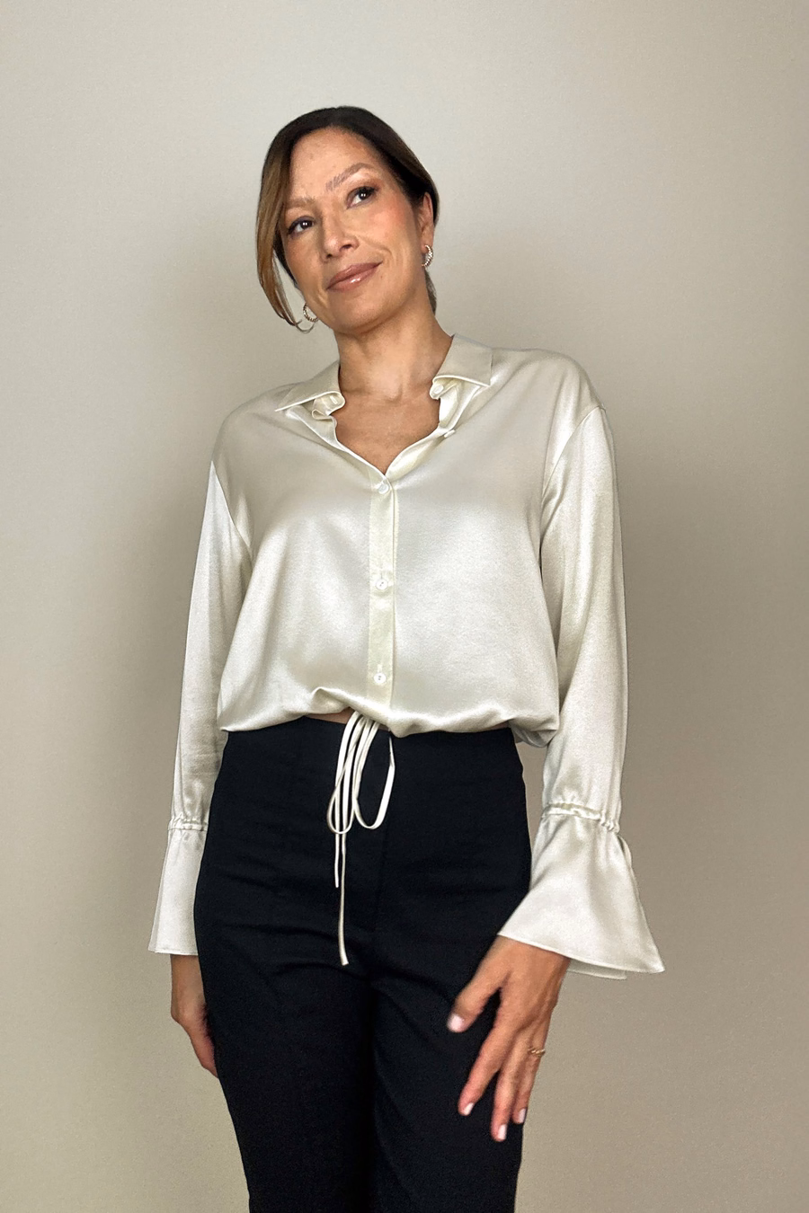 Blusa di seta con coulisse