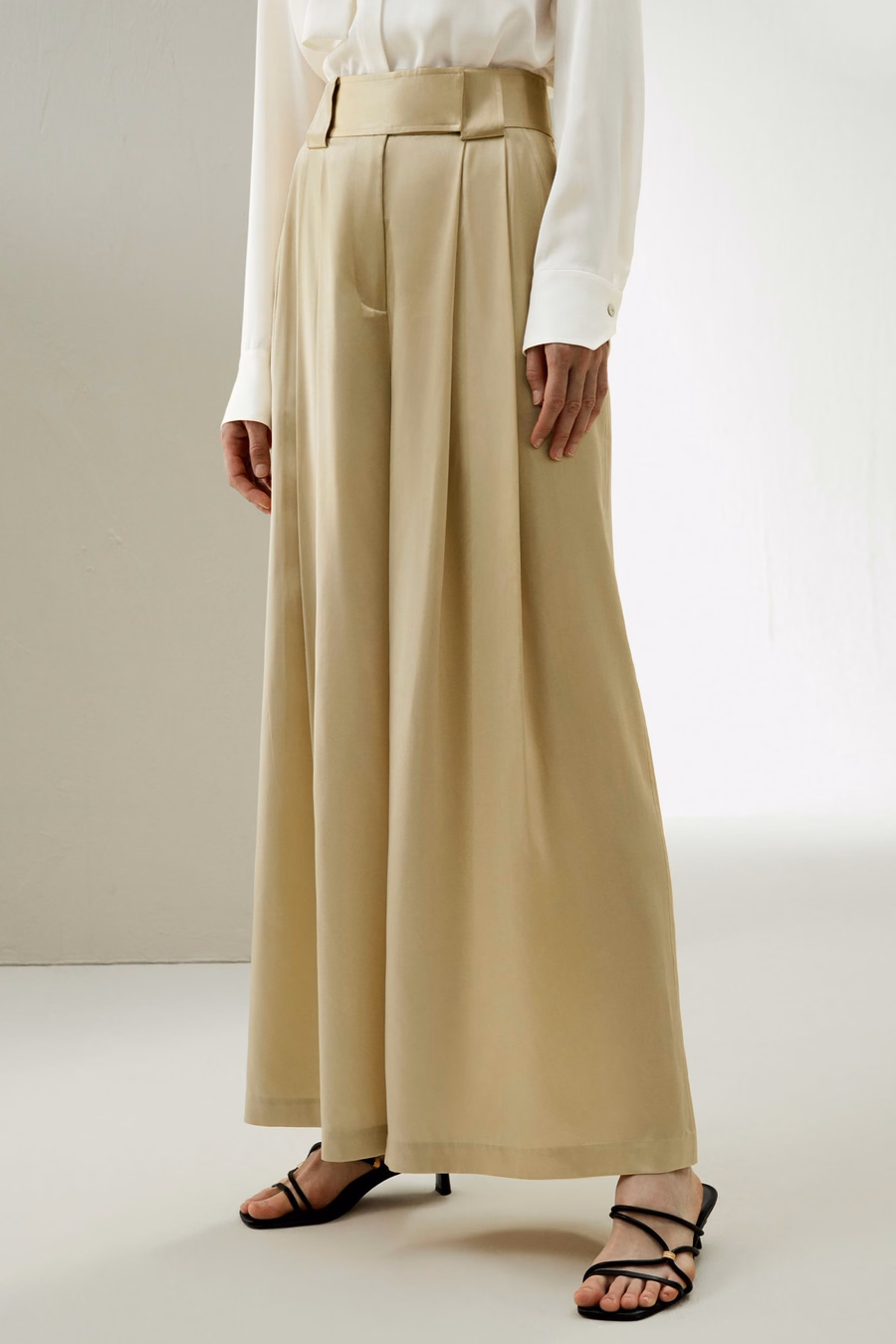 Pantaloni a gamba larga Watershine in seta