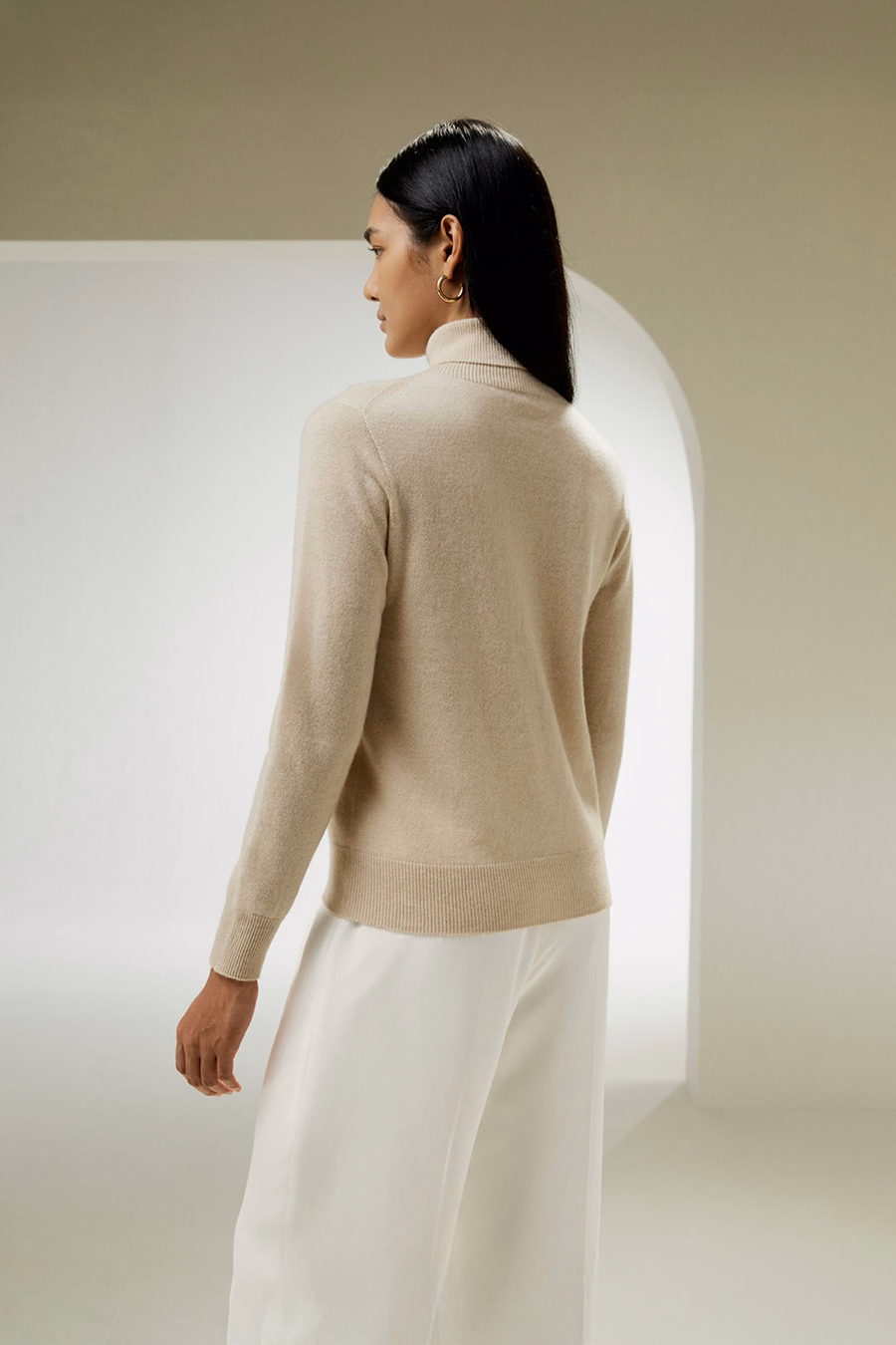 Maglione a collo alto in cashmere puro