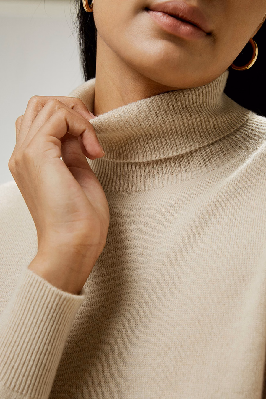 Maglione a collo alto in cashmere puro