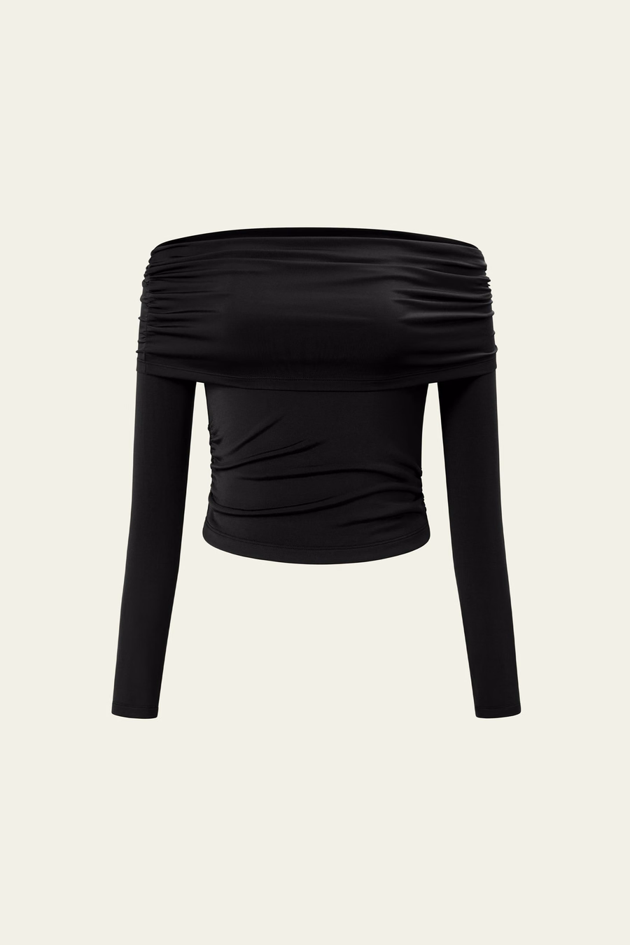 Maglietta a maniche lunghe off-shoulder in jersey di seta Breeze
