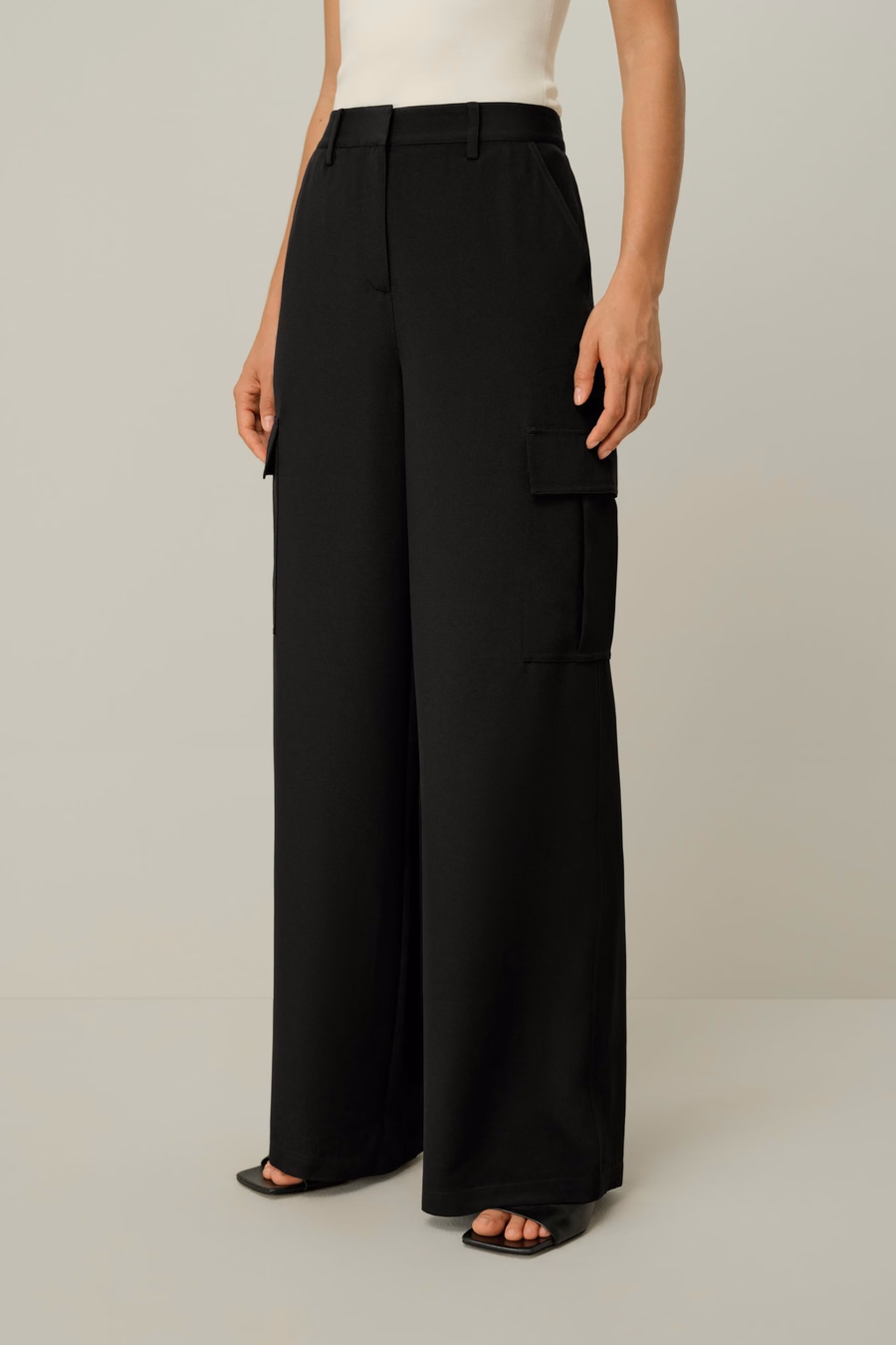 Pantaloni cargo in seta crêpe