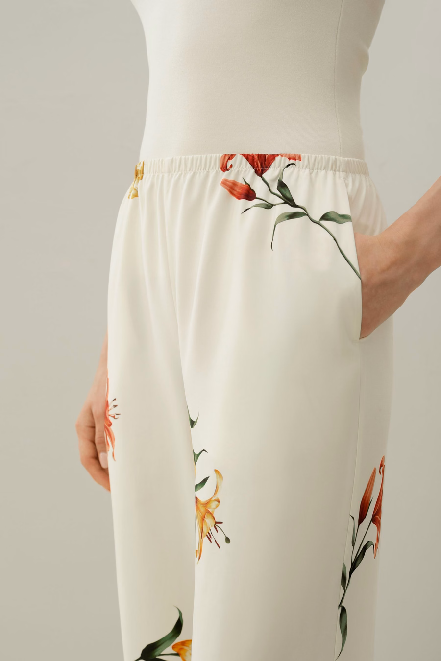 Lily stampa pantaloni in seta da indossare