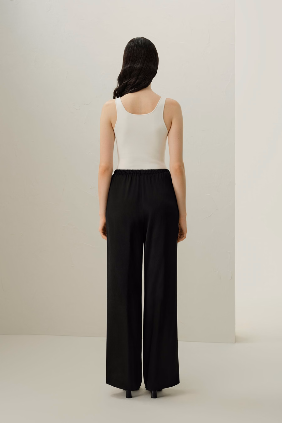Pantaloni in Charmeuse di Seta a Due Facce
