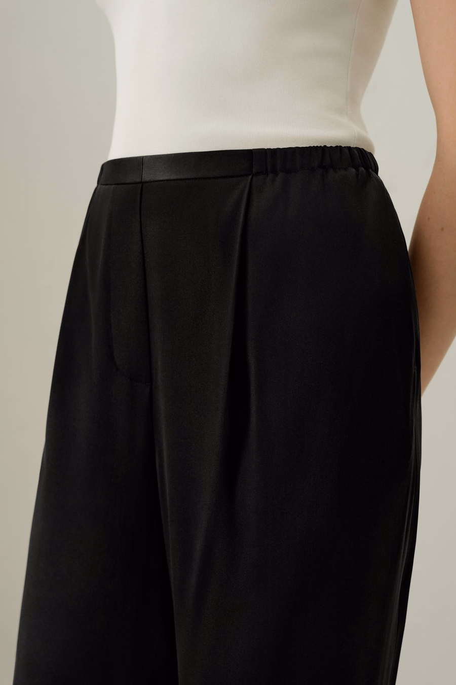 Pantaloni in Charmeuse di Seta a Due Facce