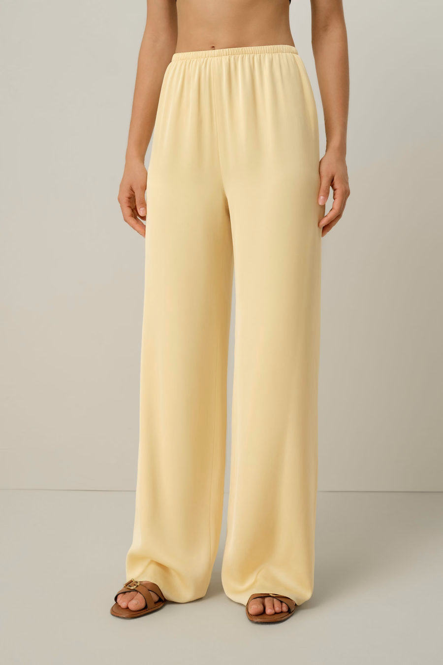 Pantaloni dritti in georgette di seta elasticizzata