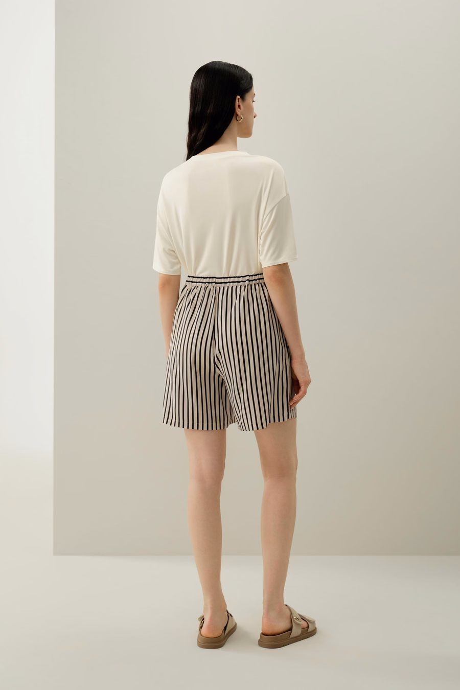 Shorts di seta a righe