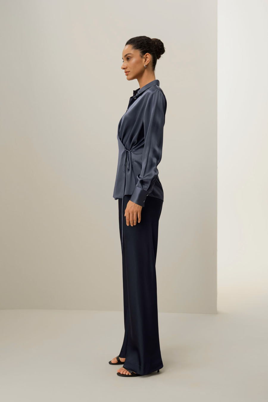 Camicia in seta charmeuse convertibile