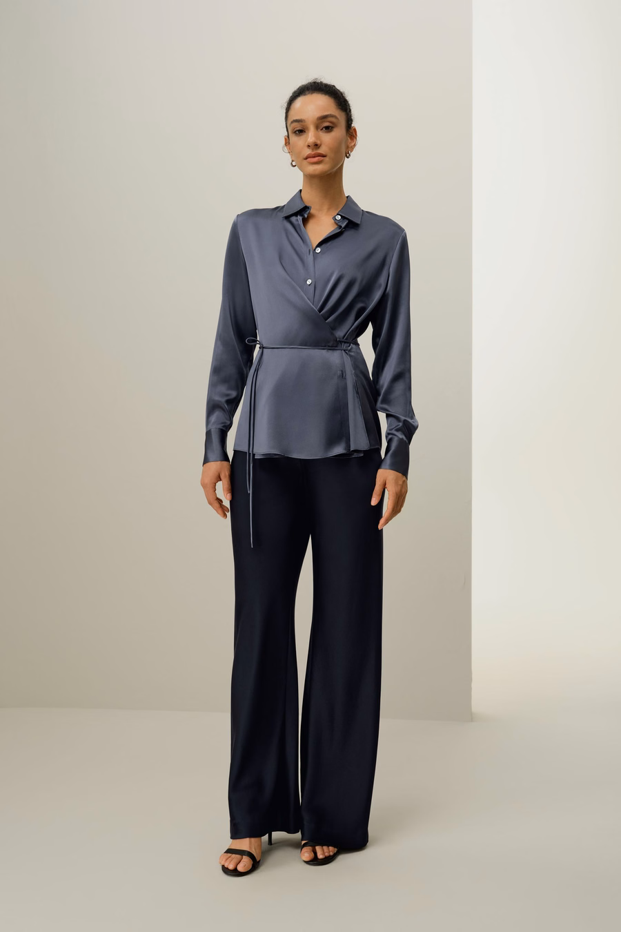 Camicia in seta charmeuse convertibile