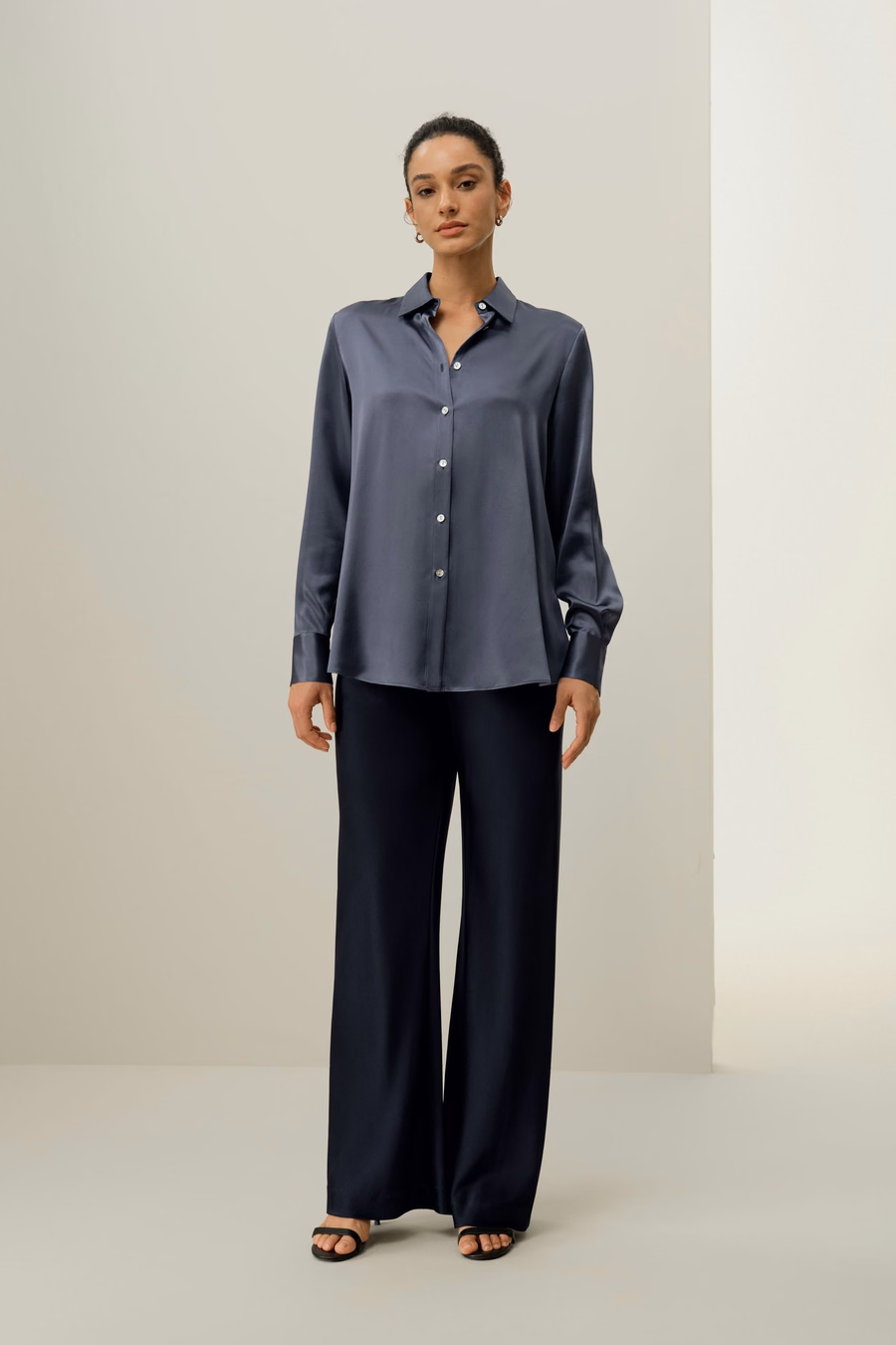 Camicia in seta charmeuse convertibile