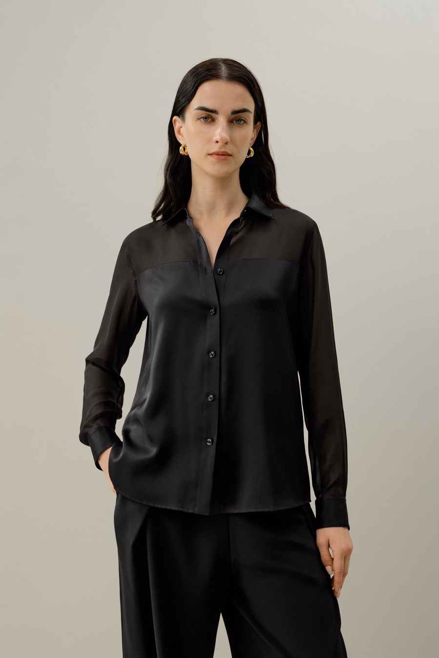 Camicia in Seta Organza con Bottoni