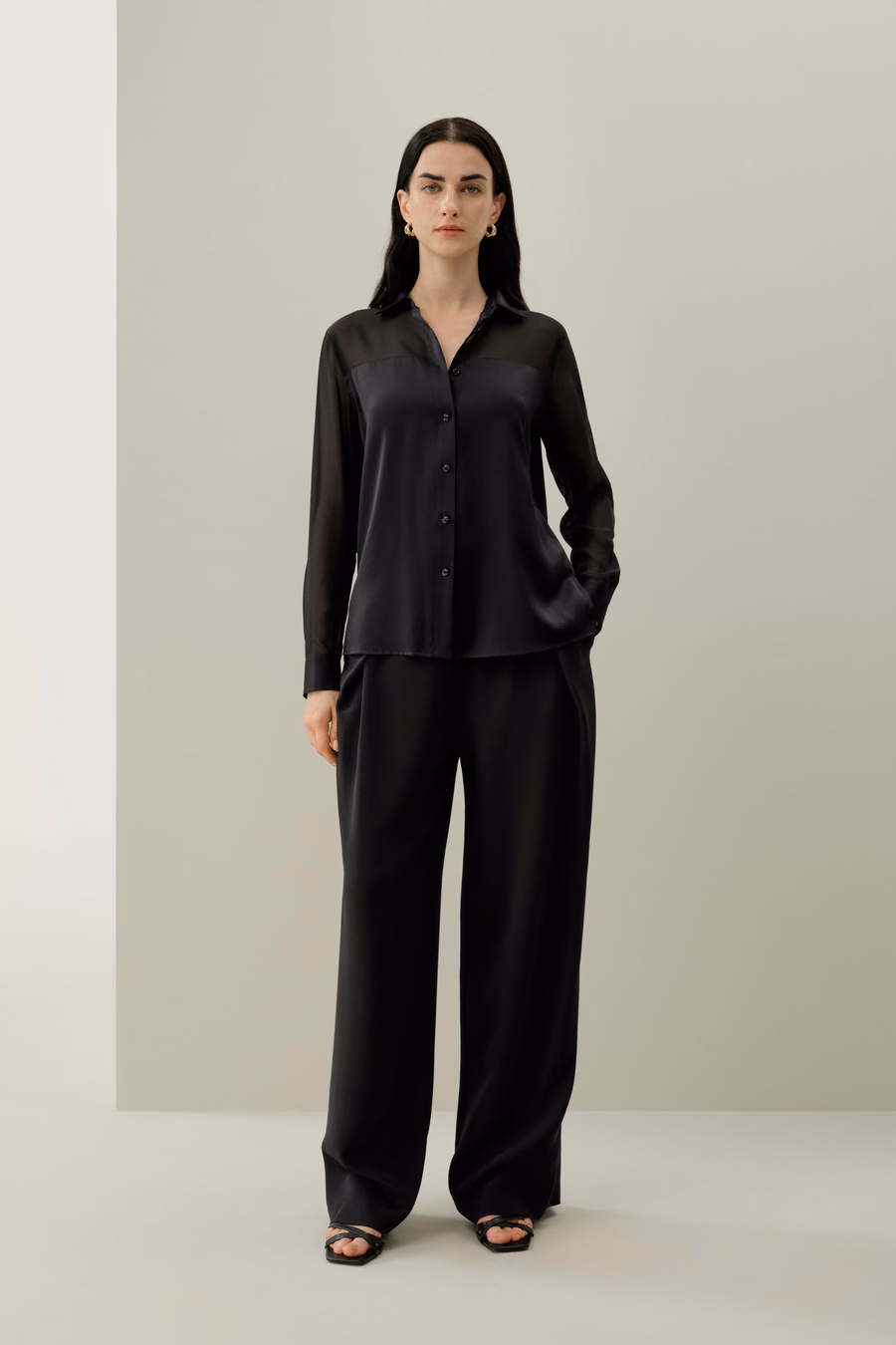 Camicia in Seta Organza con Bottoni