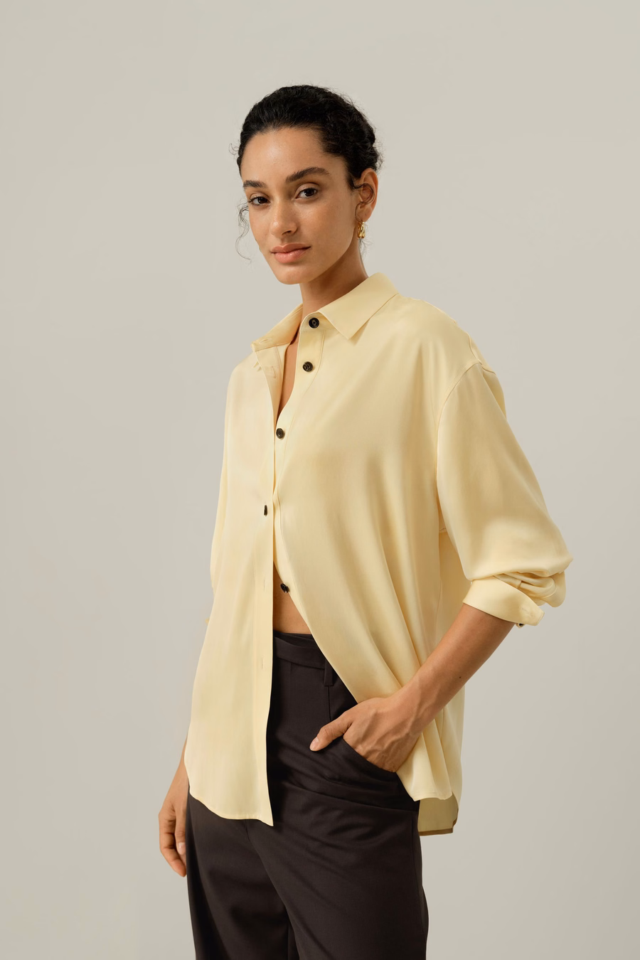 Camicia oversize in doppio georgette elasticizzato