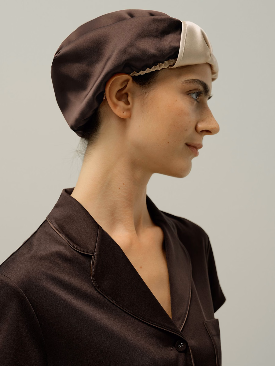 Cappello da notte in seta multicolore avvolgente per i capelli